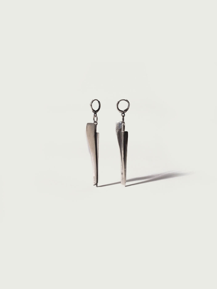 Silver Pleated Earrings