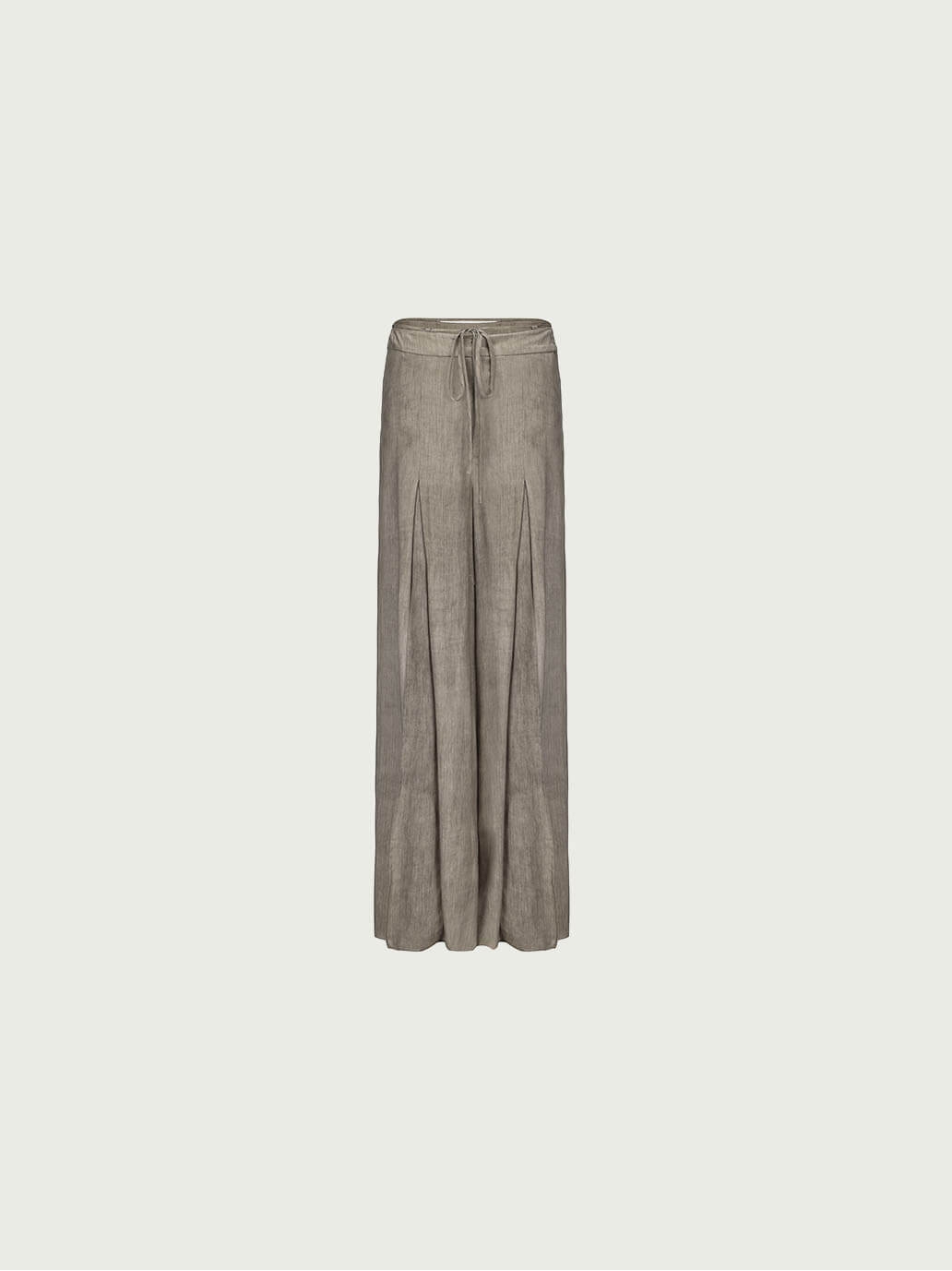 Light Grey Draped Tie Pleated Wide Pants