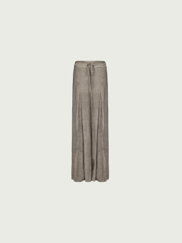 Light Grey Draped Tie Pleated Wide Pants