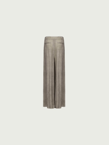 Light Grey Draped Tie Pleated Wide Pants