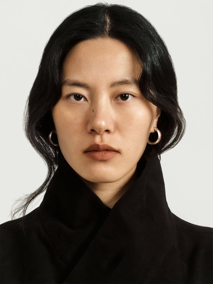 Silver Red Leather Line Inlaid Earrings