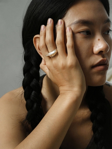 Silver Lunar Curve Ring