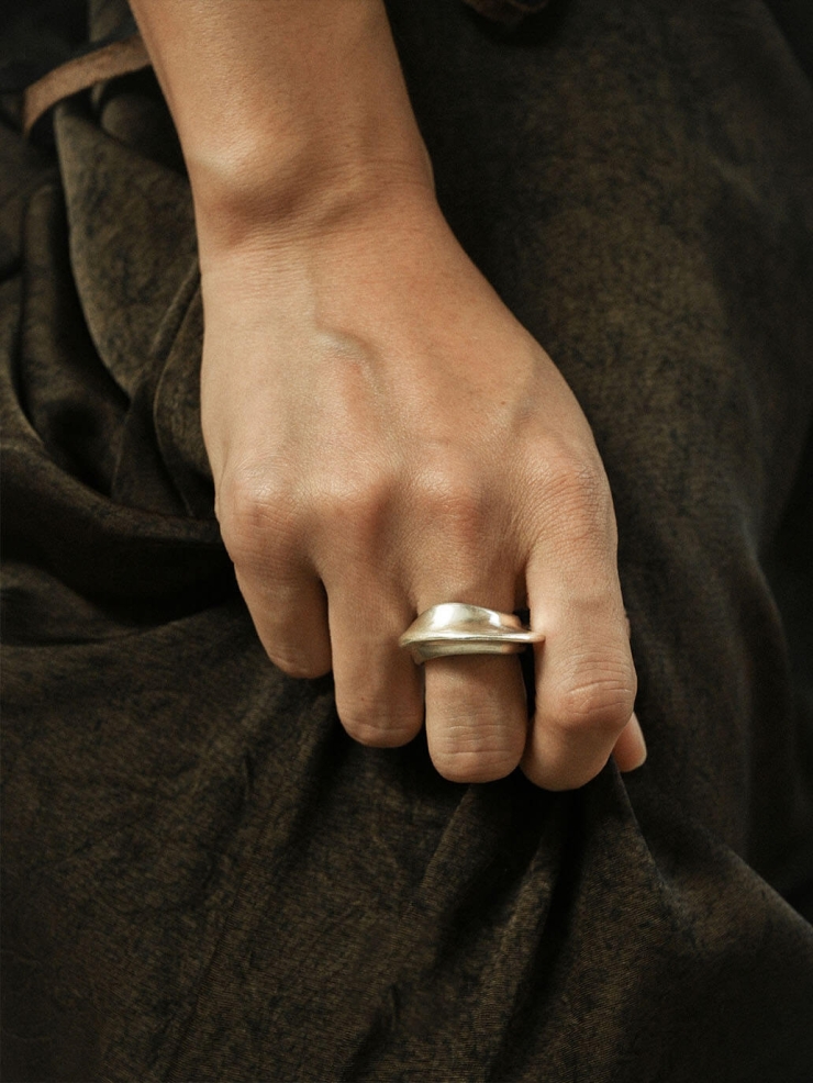 Silver Lunar Curve Ring