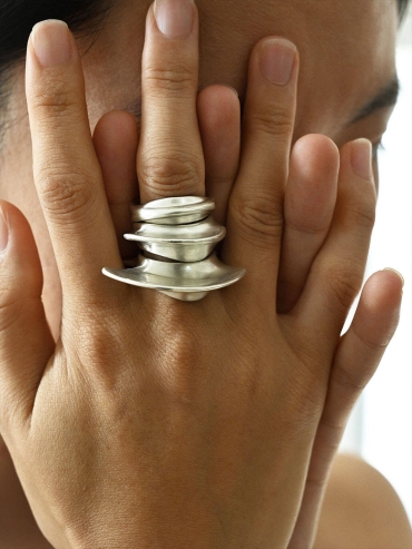 Silver Lunar Curve Ring