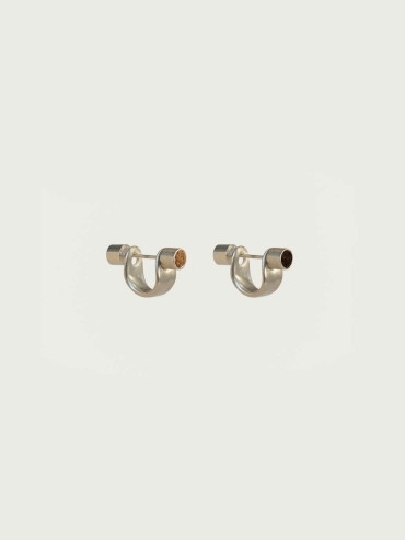 Silver Leather Inlaid Stud Earring-Single