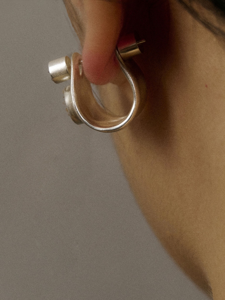 Silver Hoop Stud Earrings