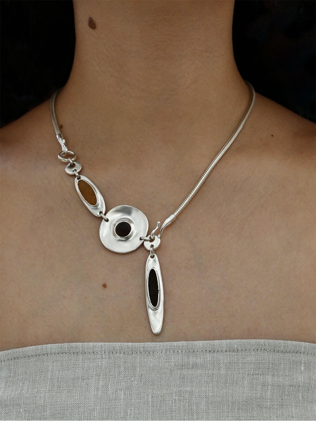 Silver Mixed Pendant Necklace