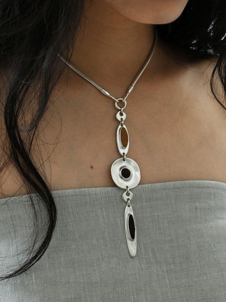 Silver Mixed Pendant Necklace