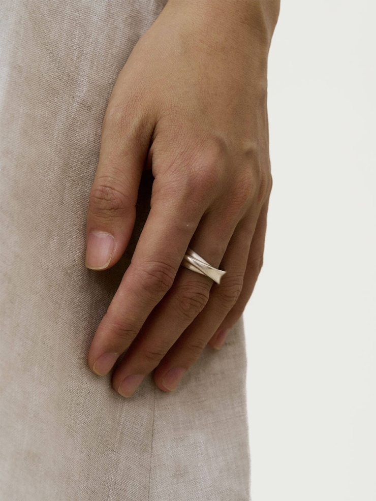 Silver Twist Hoop Ring