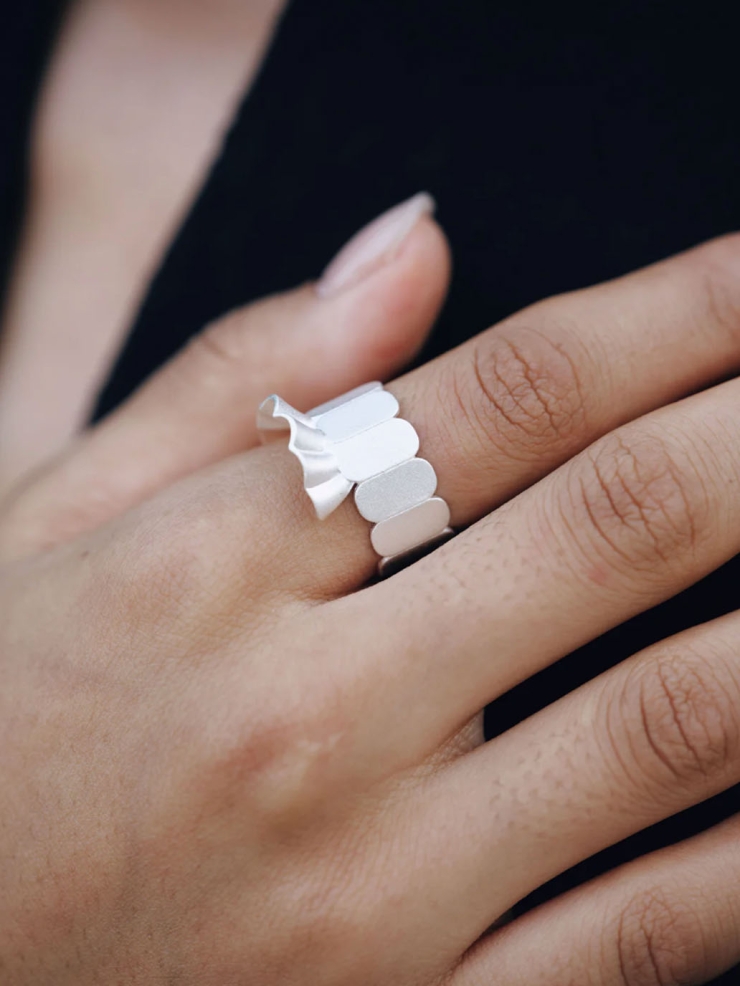 Silver Miao Dancing Skirt Ring