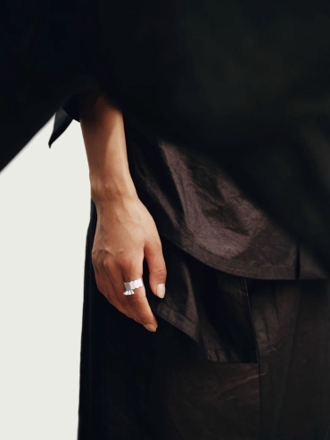 Silver Miao Dancing Skirt Ring