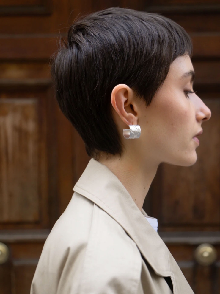 Silver Brushed Texture Earrings