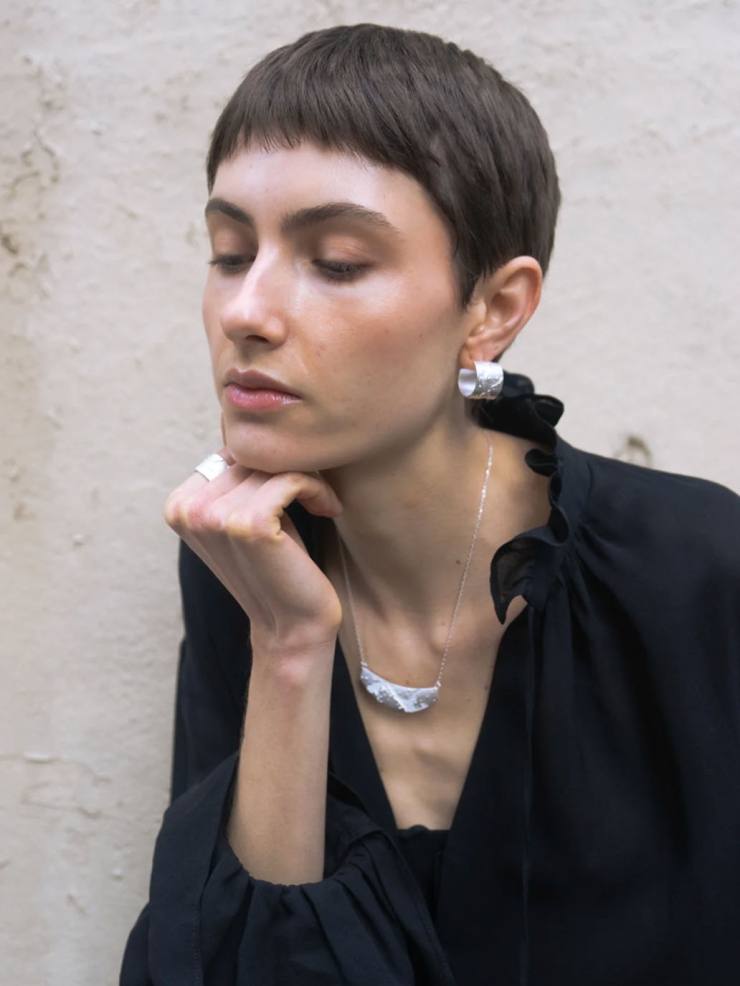 Silver Brushed Texture Earrings