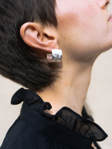 Silver Brushed Texture Earrings