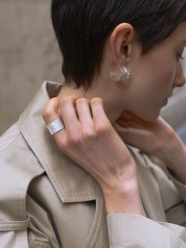 Silver Brushed Texture Ring