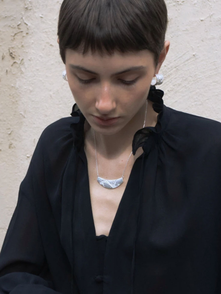 Silver Brushed Texture Necklace