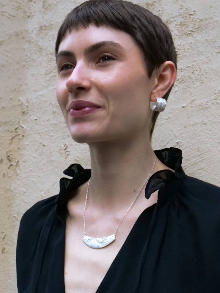 Silver Brushed Texture Necklace