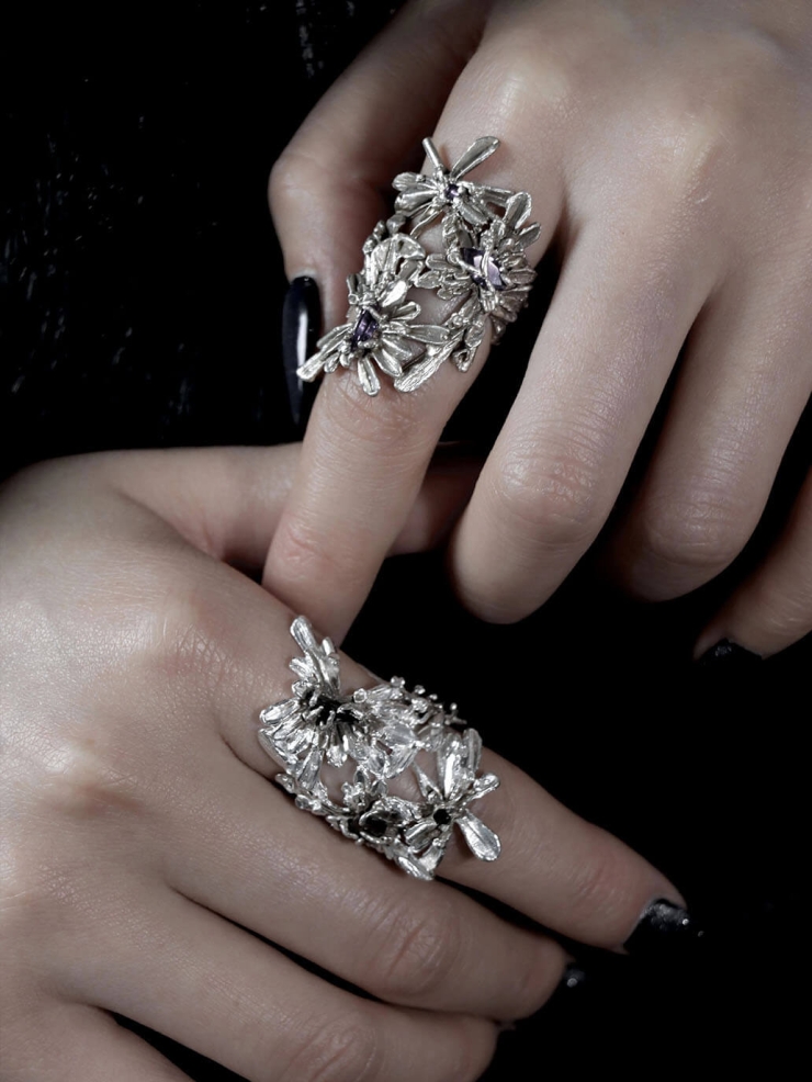 Silver Frosted Bloom Ring