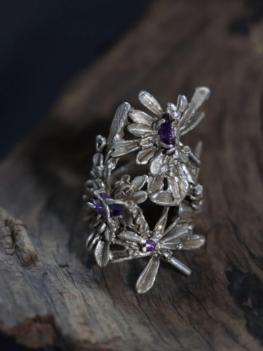 Silver Frosted Bloom Ring