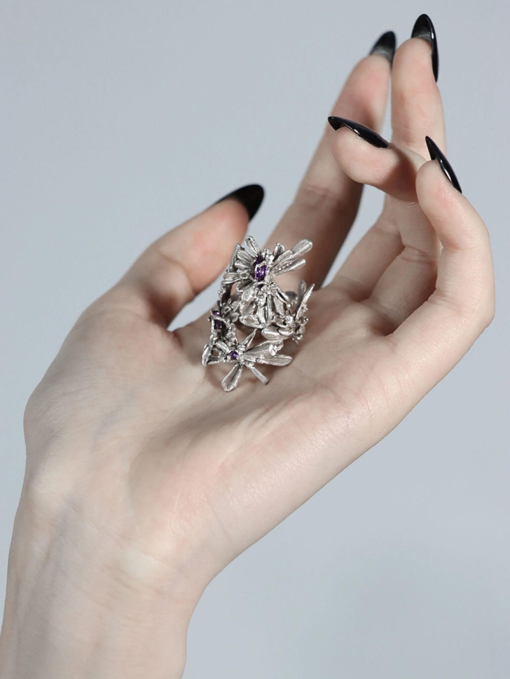 Silver Frosted Bloom Ring