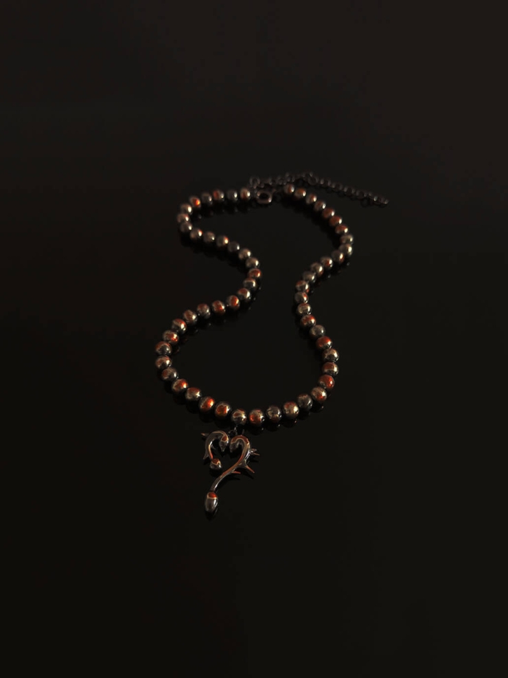 Silver Thorn Heart Necklace-Small