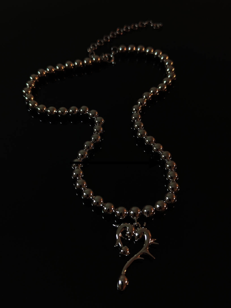 Silver Thorn Heart Necklace-Small