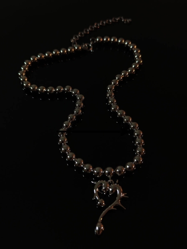 Silver Thorn Heart Necklace-Small