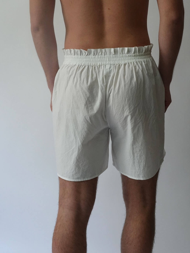 White Ruffle Cotton Boxer