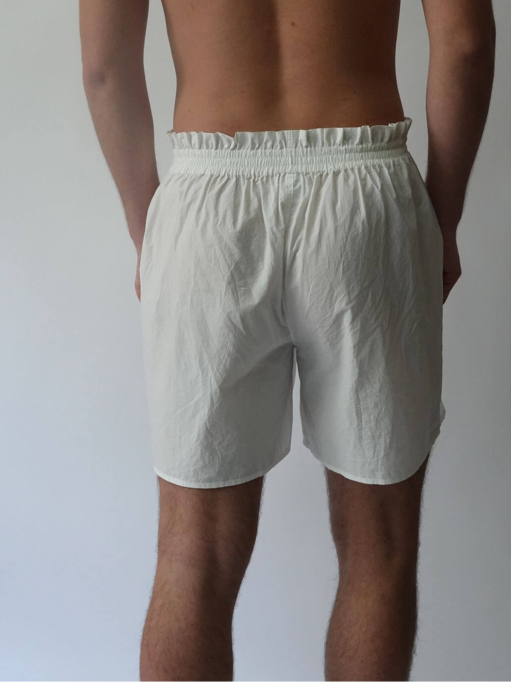 White Ruffle Cotton Boxer