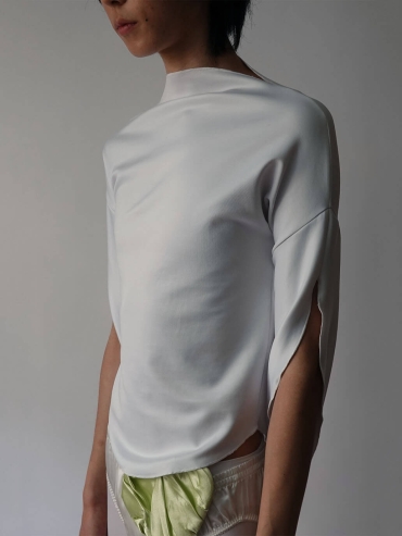 White Connected Sleeves T-shirt