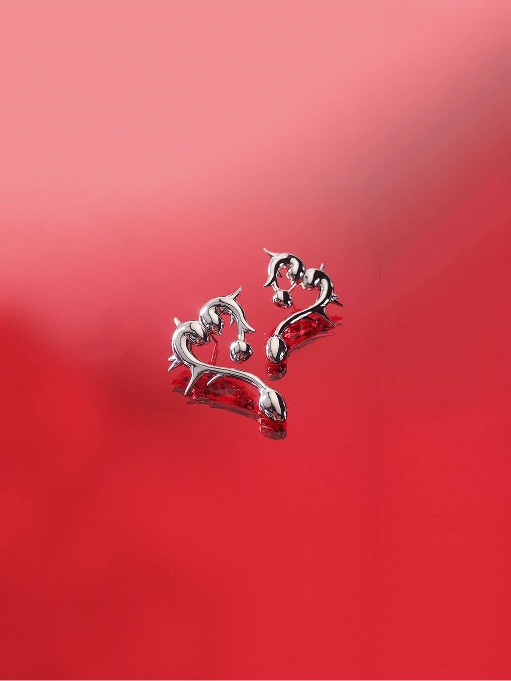 Silver Thorn Heart Earrings