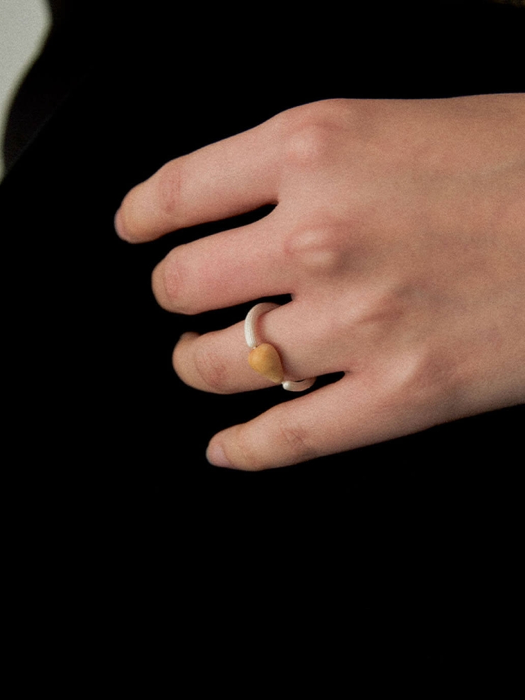 Enchanted Seeds, Boxwood and Sterling Silver Ring