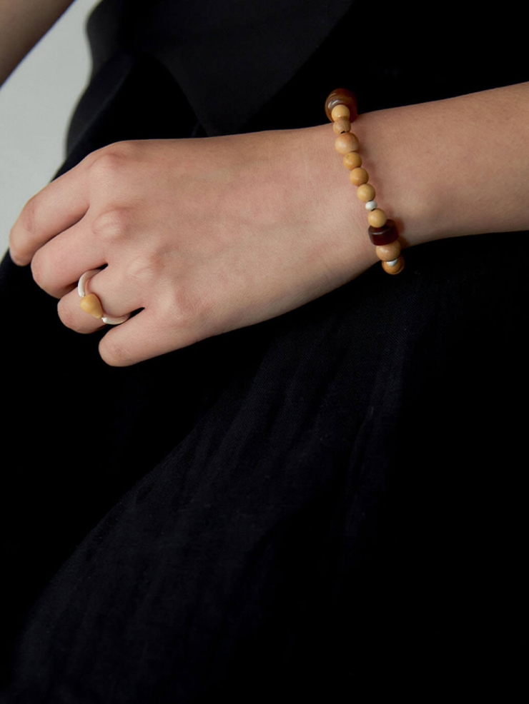 Enchanted Seeds, Boxwood and Sterling Silver Ring