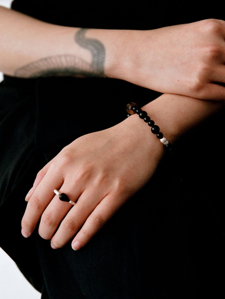 Enchanted Seeds, Ebony and  Sterling Silver Ring