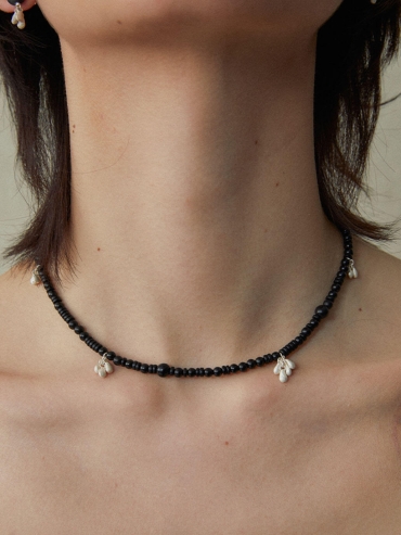 Gourd Seeds, Ebony Beaded Necklace