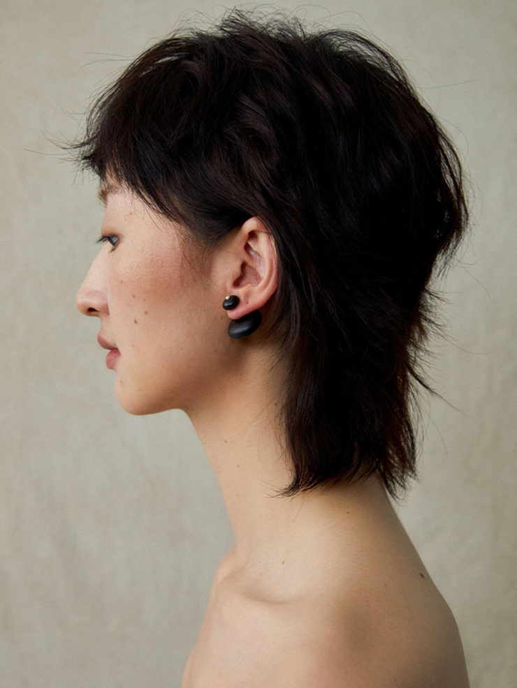 Wayfarer’s Fruit, Small Ebony Sterling Silver Earrings