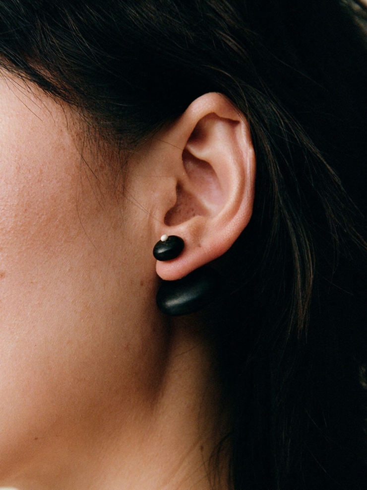 Wayfarer’s Fruit, Small Ebony Sterling Silver Earrings