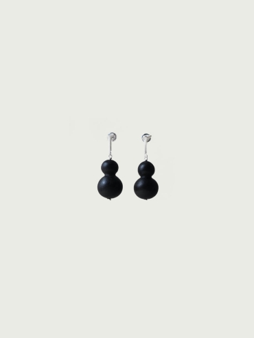 Wishful Gourd, Large Ebony  Sterling  Silver Dangle  Earrings