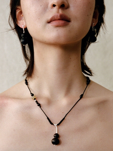 Wishful Gourd, Large Ebony  Sterling  Silver Dangle  Earrings