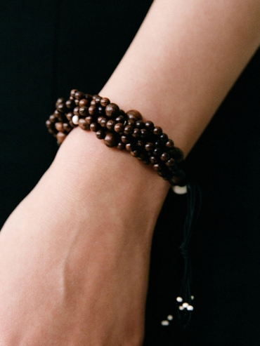 Bountiful Branch, Zebra Wood and Sterling Silver Six- Strand Bracelet