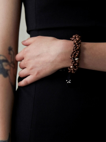Bountiful Branch, Zebra Wood and Sterling Silver Six- Strand Bracelet