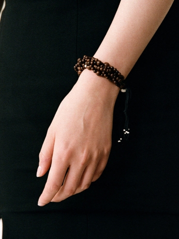 Bountiful Branch, Zebra Wood and Sterling Silver Six- Strand Bracelet