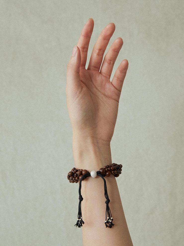 Bountiful Branch, Zebra Wood and Sterling Silver Six- Strand Bracelet