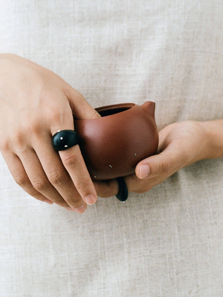 Ju,Ebony and Silver Ring( Small-L)