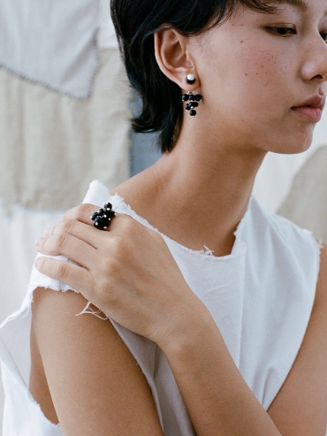 Tuft Ebony  and Sterling  Silver  Ring