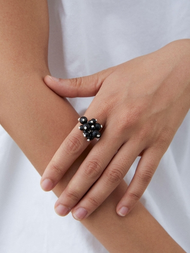 Tuft Ebony  and Sterling  Silver  Ring