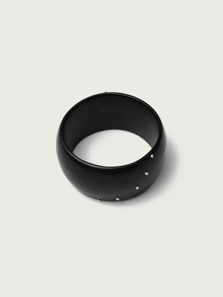 Ju Ebony  and  Silver Bangle(Large-L)