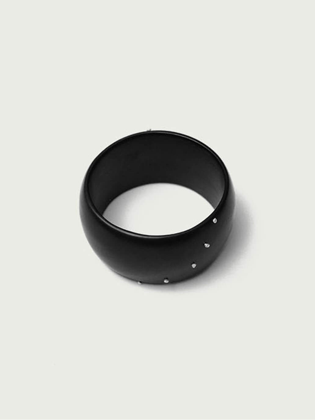 Ju Ebony  and  Silver Bangle(Large-L)