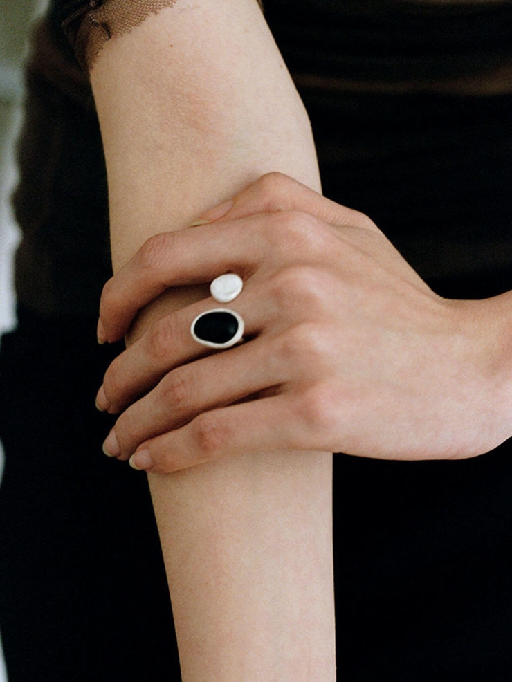 Ripple Open Ring in Ebony Wood