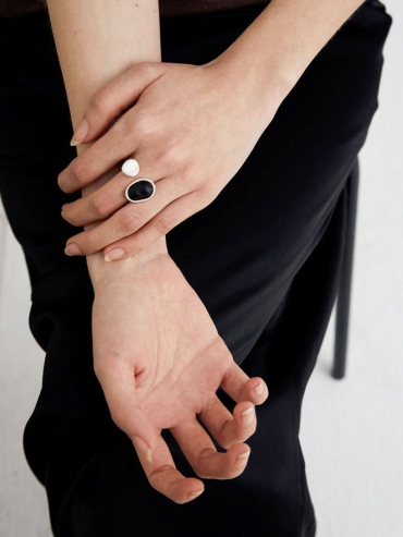 Ripple Open Ring in Ebony Wood